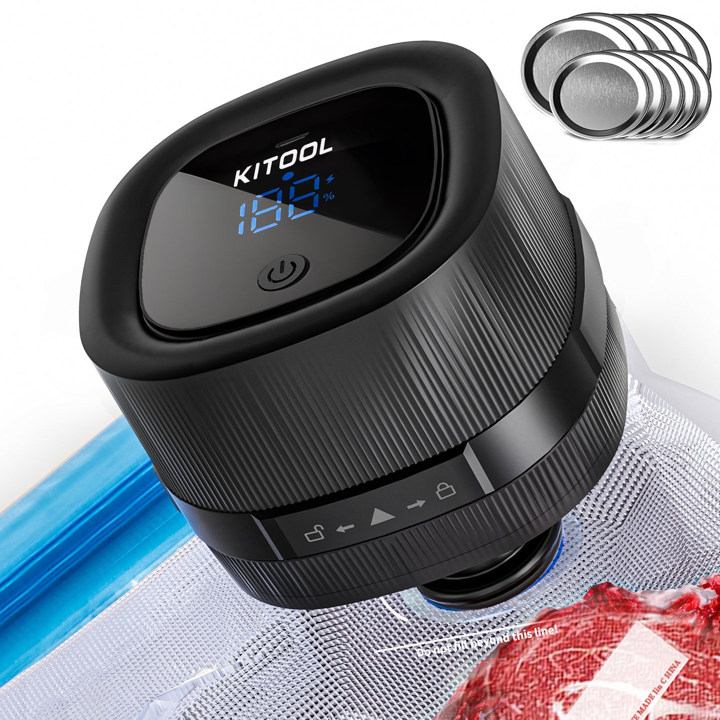 KITOOL Auto Stop Electric Mason Jar Vacuum Sealer Kit [Ver-2]