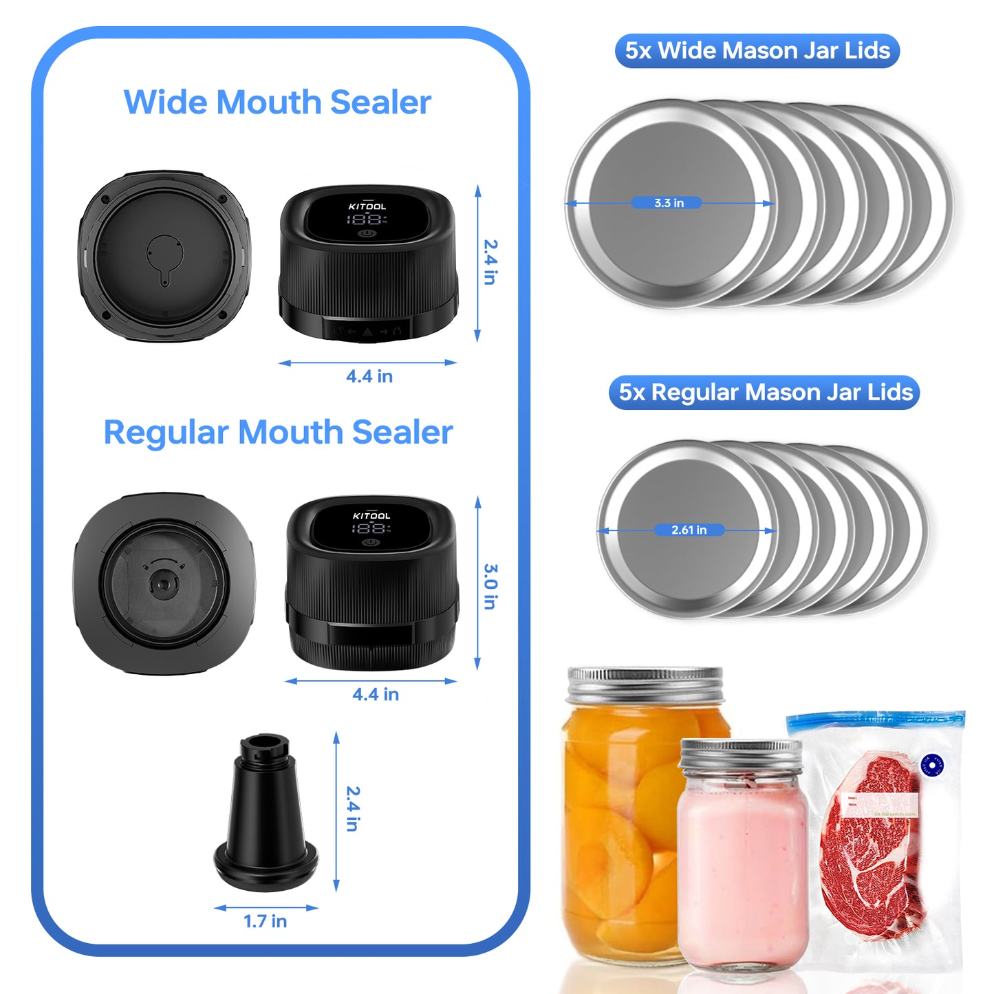 KITOOL Auto Stop Electric Mason Jar Vacuum Sealer Kit [Ver-2]